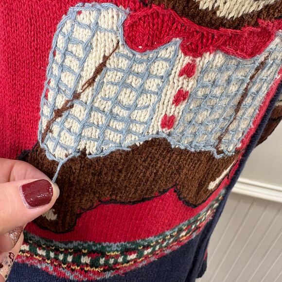 Capacity Vintage Plus Size 1X Cardigan Sweater Vest Teddy Bear Winter Christmas - Picture 5 of 16